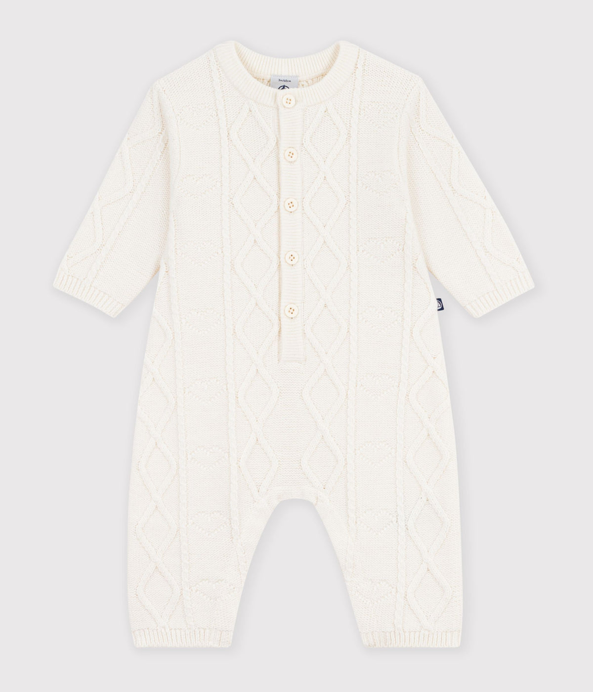 combinaison bebe en tricot laine et coton uni