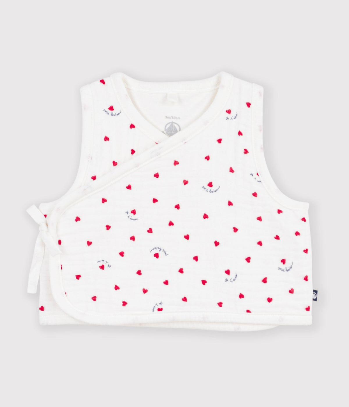 gilet bebe en gaze de coton sans manche imprime petit coeurs