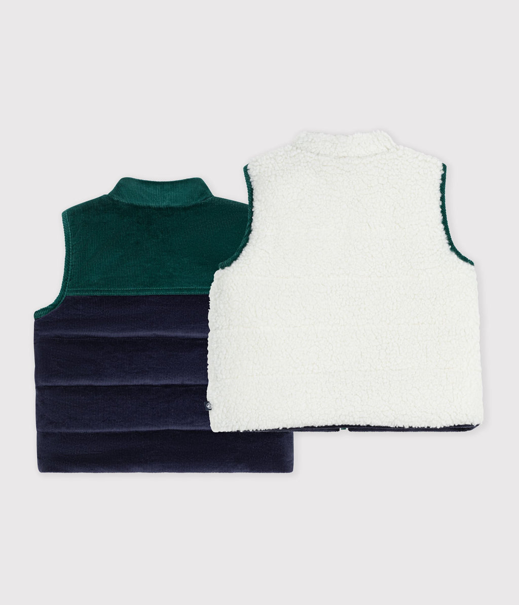 doudoune bebe sans manches en velours reversible sherpa