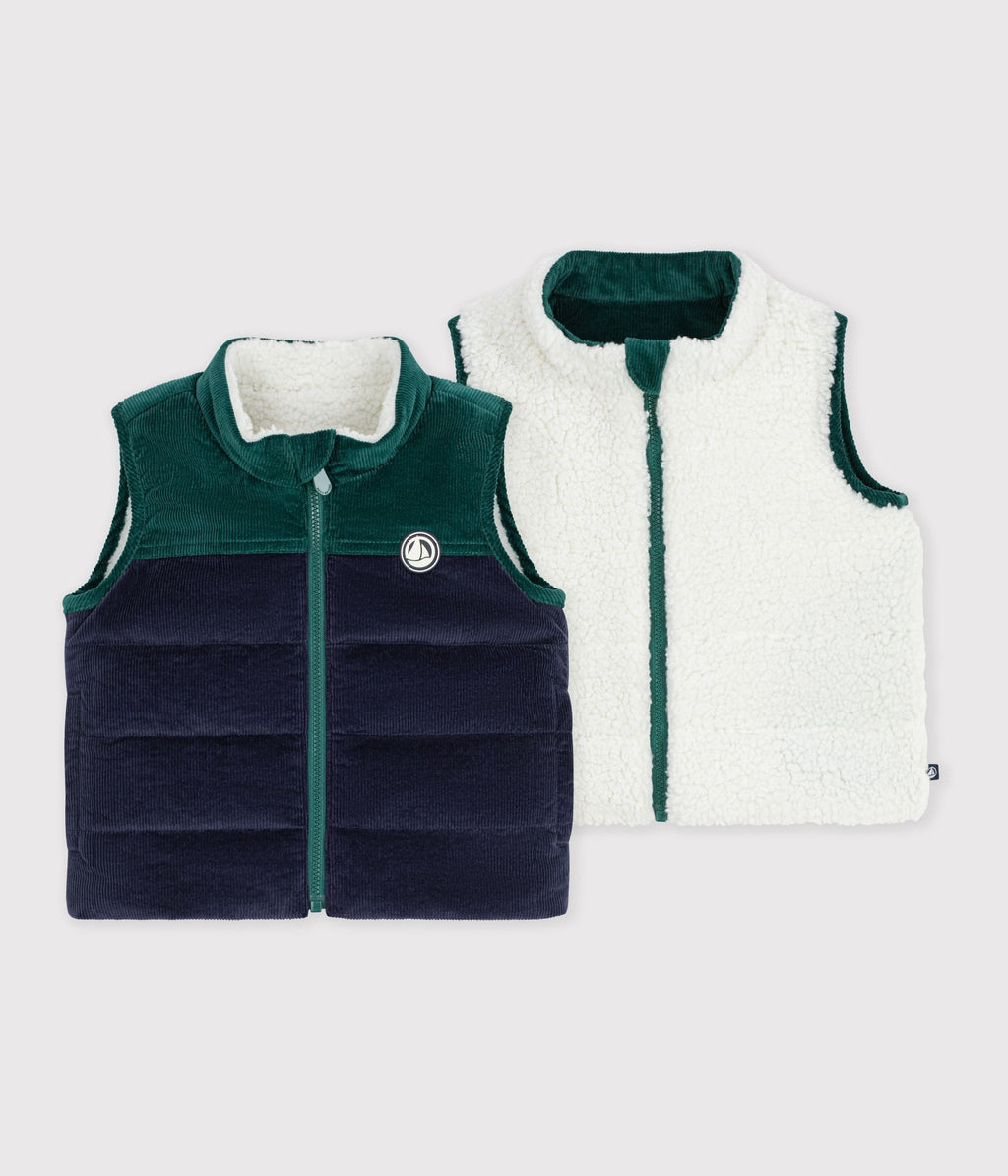 doudoune bebe sans manches en velours reversible sherpa