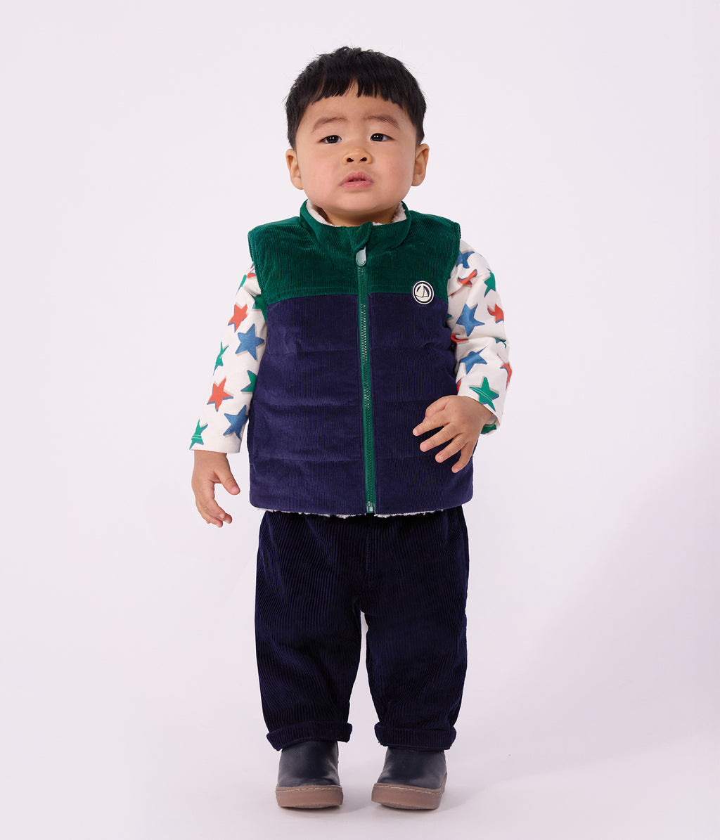 doudoune bebe sans manches en velours reversible sherpa
