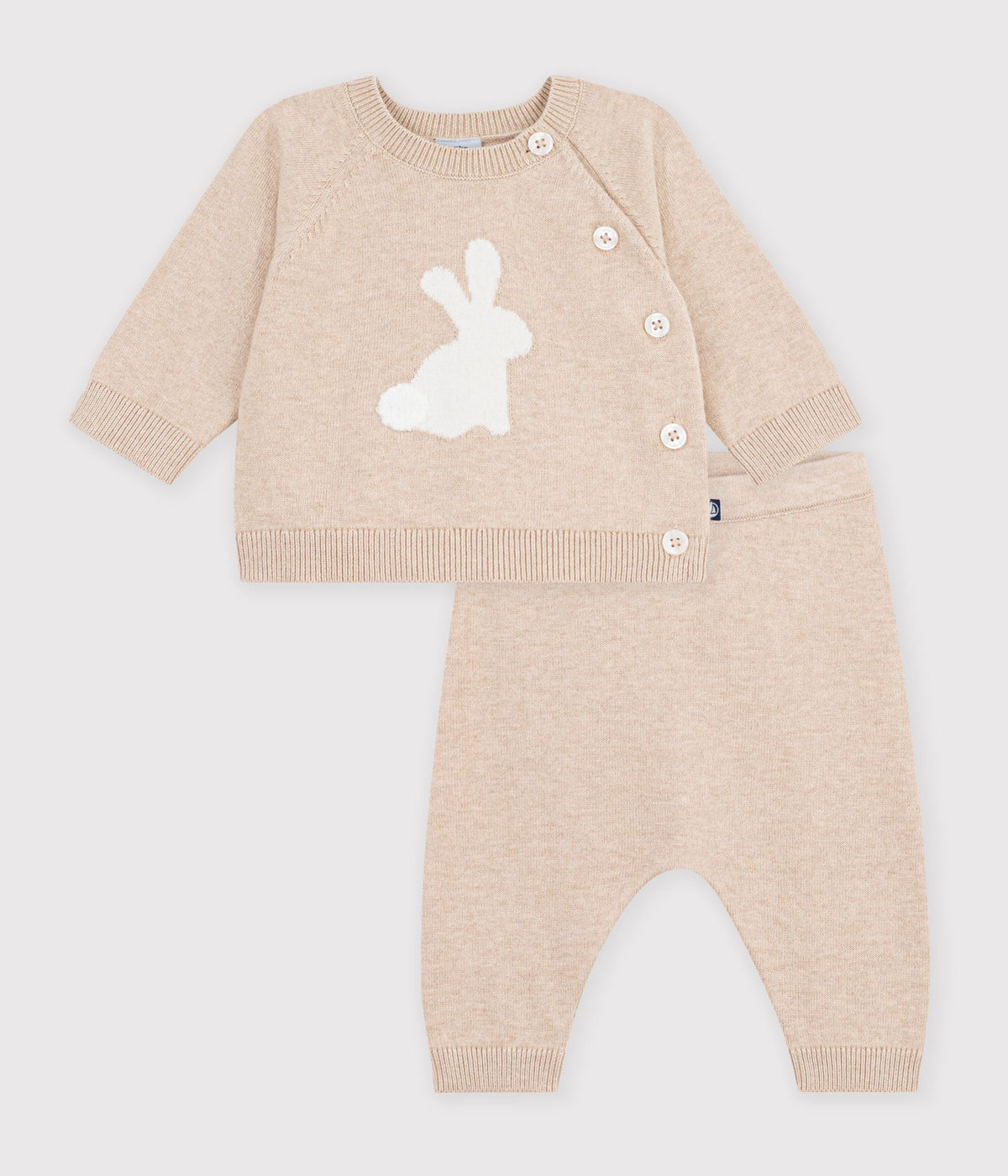 ensemble bebe en tricot a motif beige