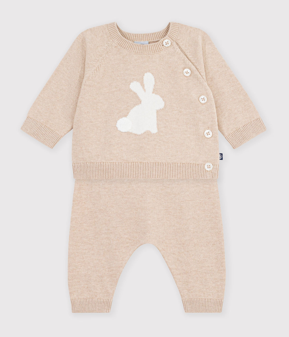 ensemble bebe en tricot a motif beige