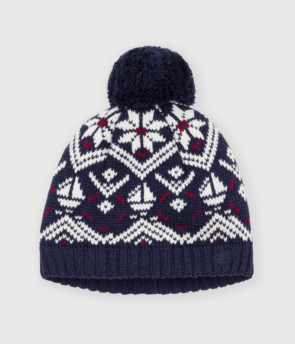 bonnet bebe jacquard en laine et coton double polaire