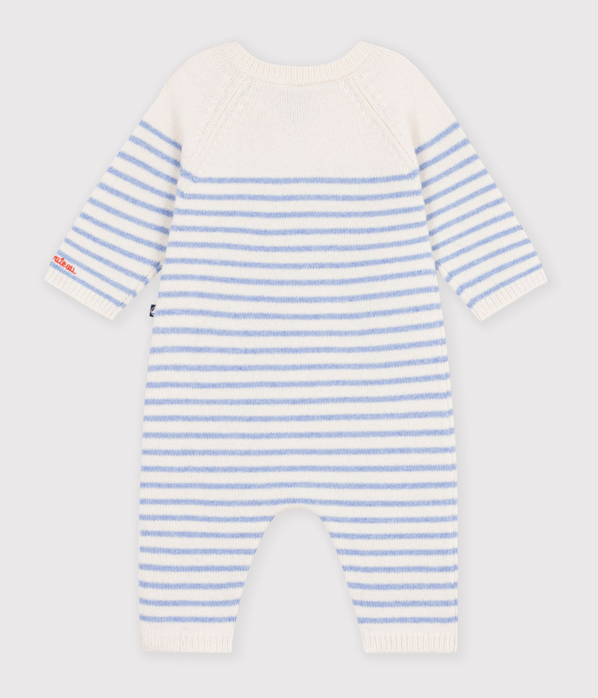 combinaison bebe en tricot laine et coton a rayures