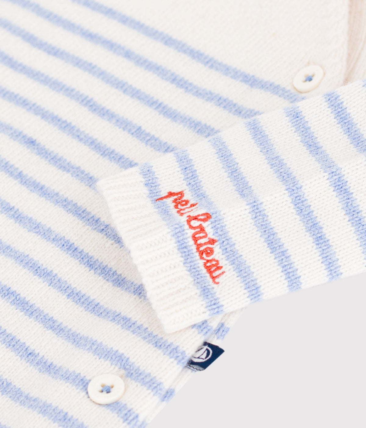 combinaison bebe en tricot laine et coton a rayures