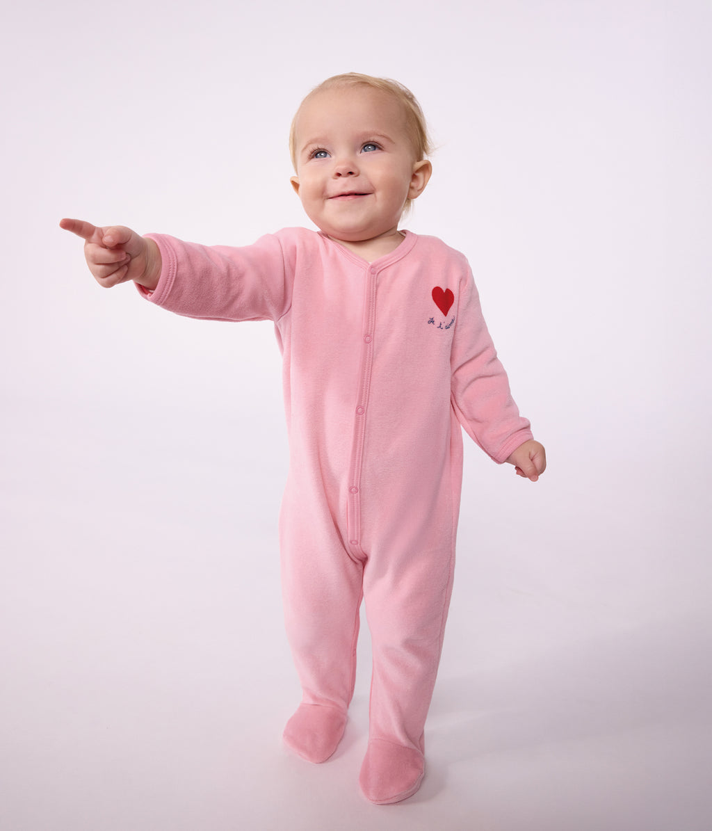 pyjama bebe en velours uni avec motif place