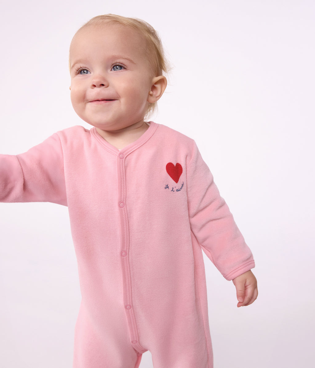 pyjama bebe en velours uni avec motif place
