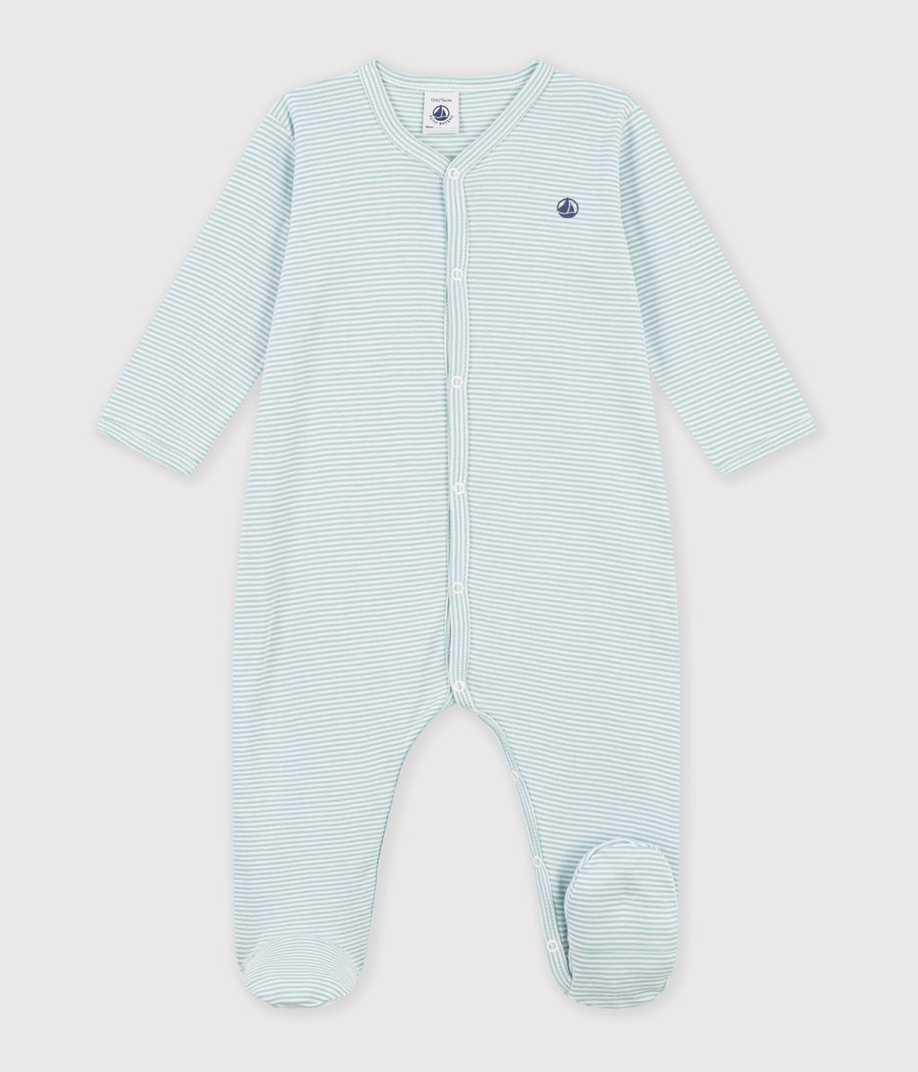 pyjama bebe en coton a rayures milleraies vert