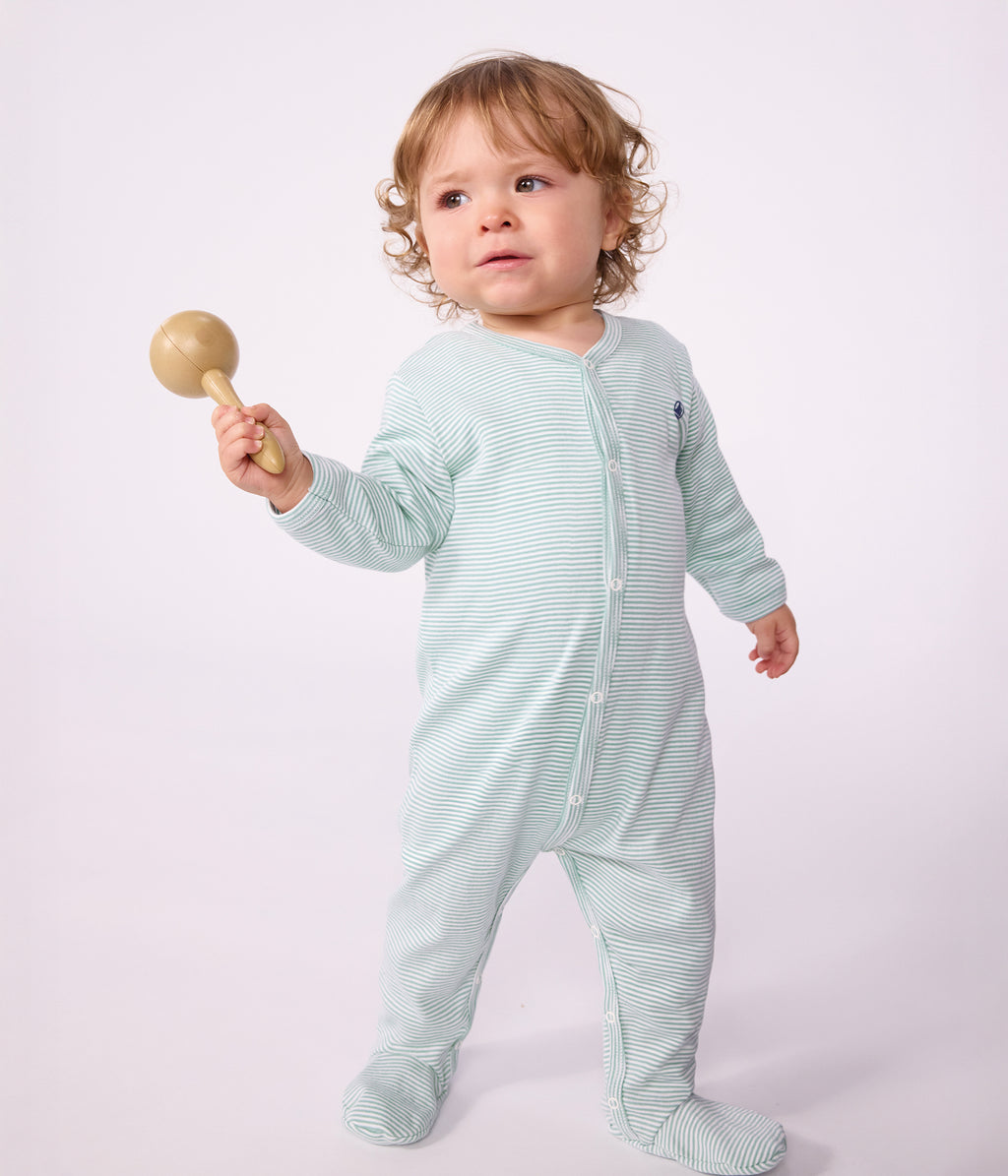 pyjama bebe en coton a rayures milleraies vert