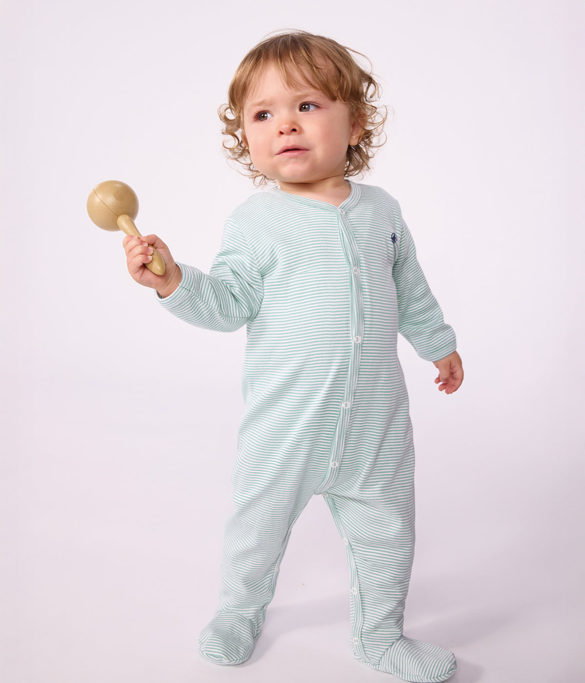pyjama bebe en coton a rayures milleraies vert