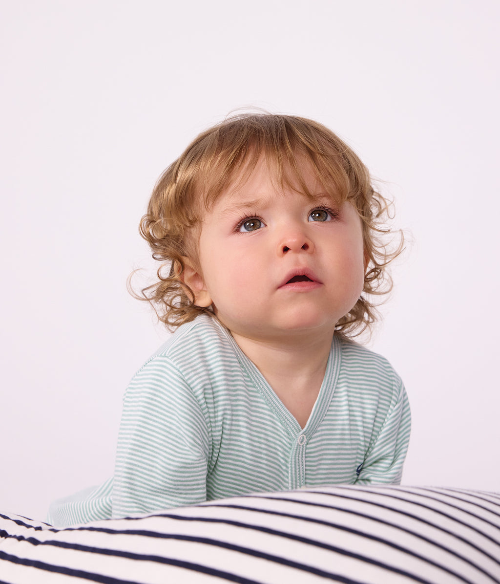 pyjama bebe en coton a rayures milleraies vert