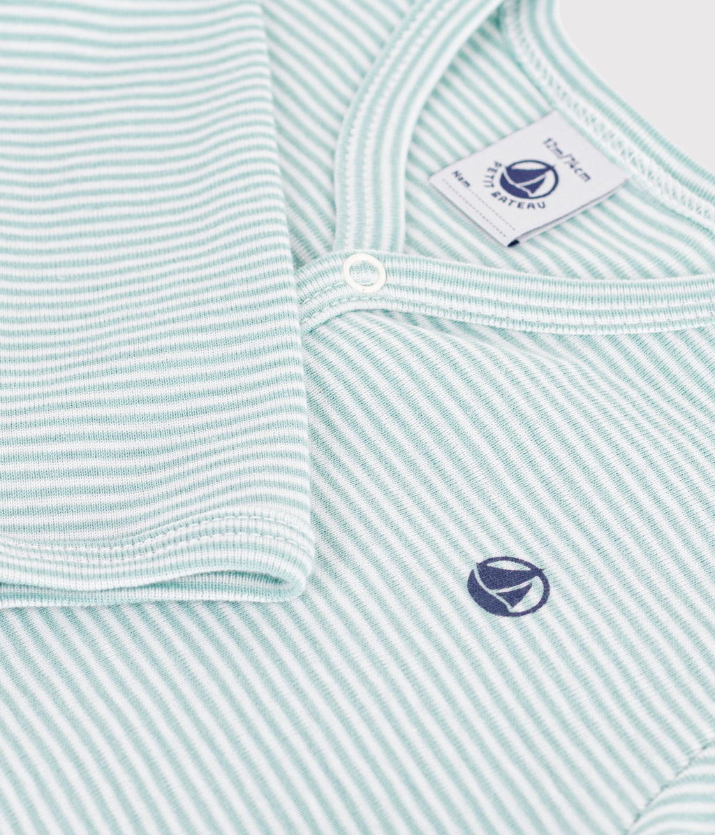 pyjama bebe en coton a rayures milleraies vert