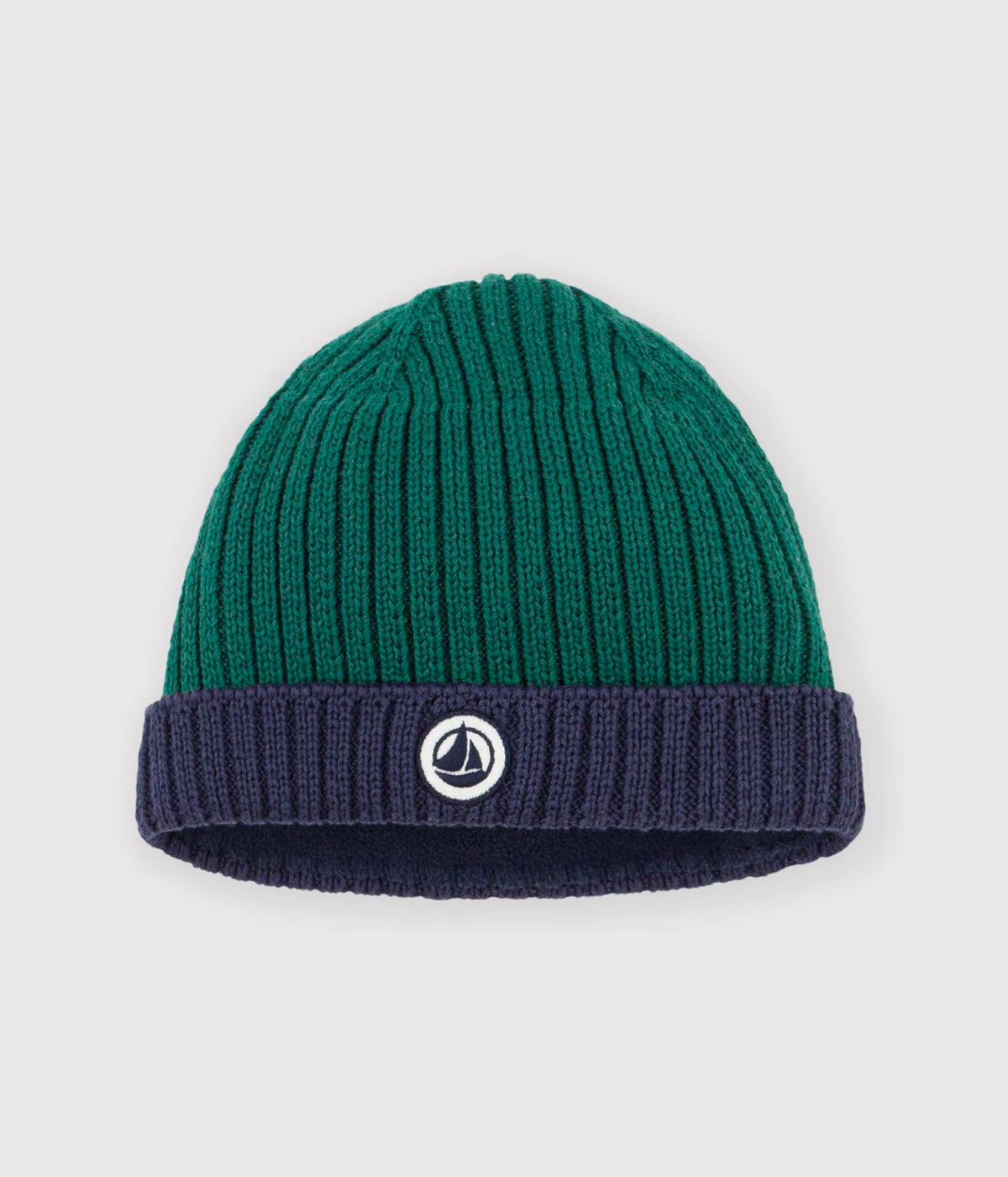 bonnet bebe en tricot bicolore double polaire
