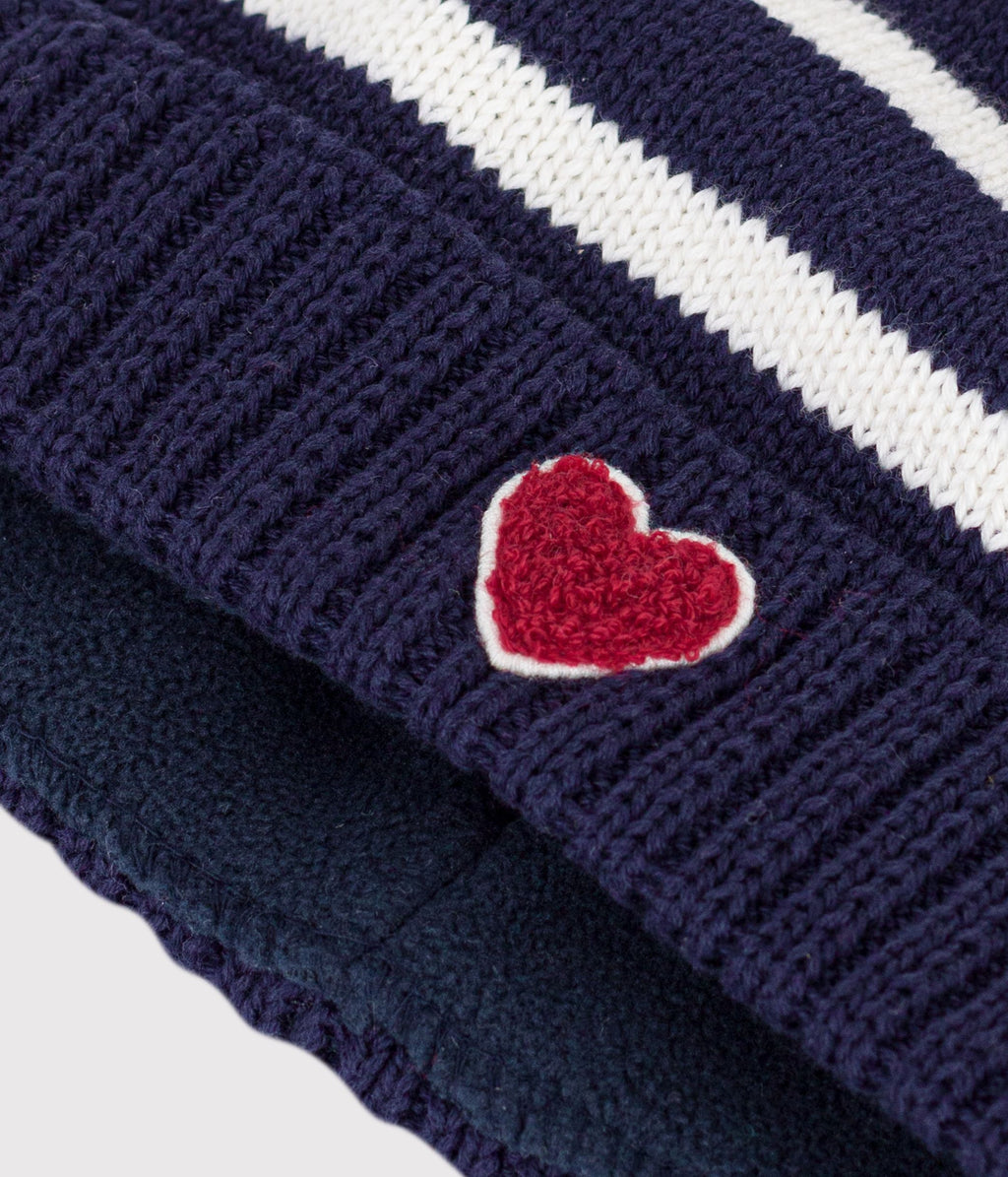 bonnet bebe a rayures en tricot double polaire