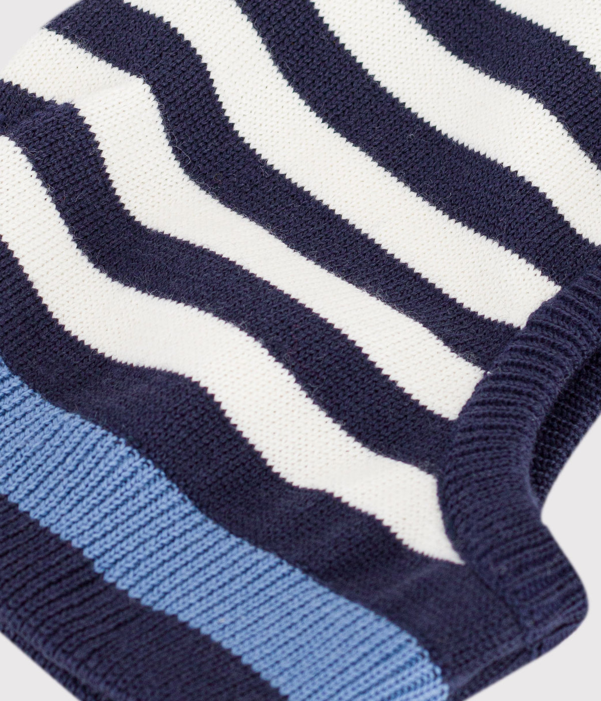 cagoule bebe a rayures en laine et coton