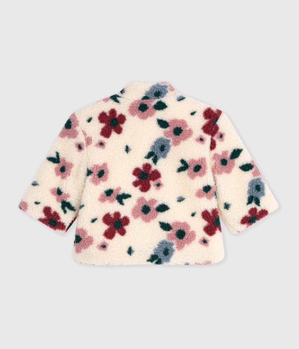 manteau bebe ouatine en sherpa imprimee fleurs