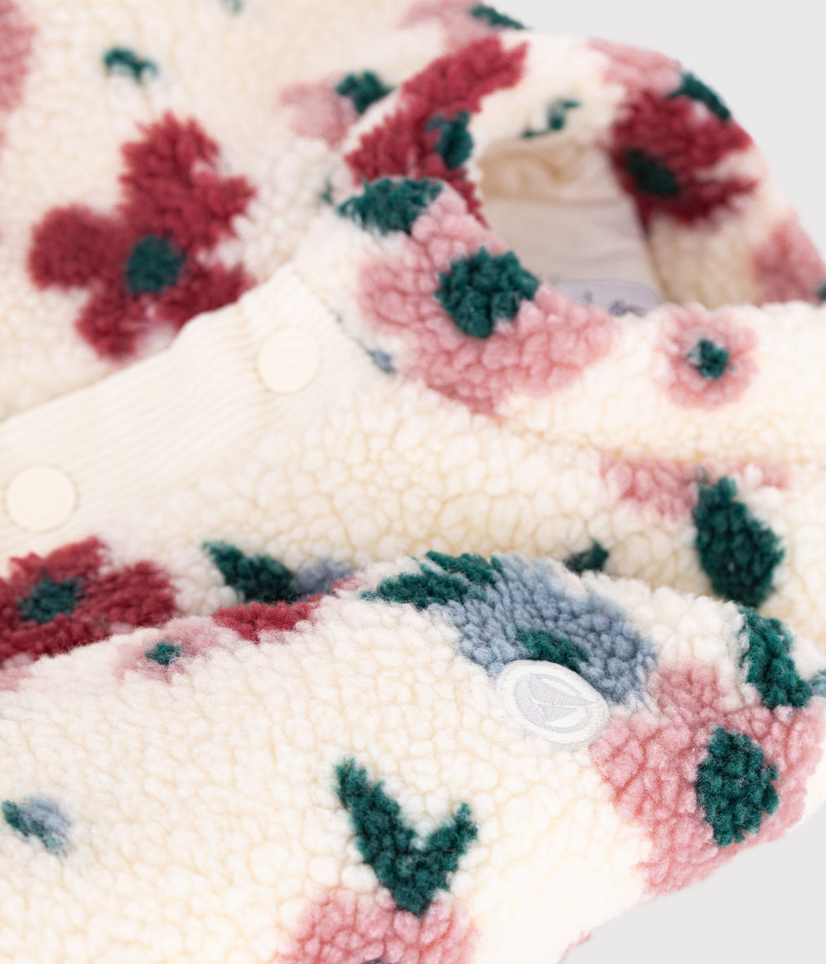 manteau bebe ouatine en sherpa imprimee fleurs