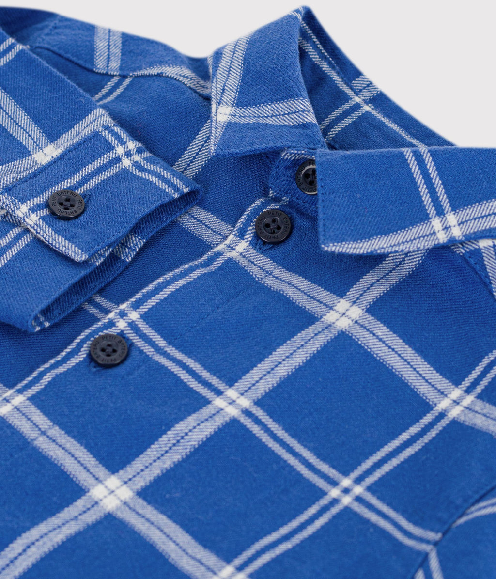 chemise bebe en flanelle a carreaux bleu