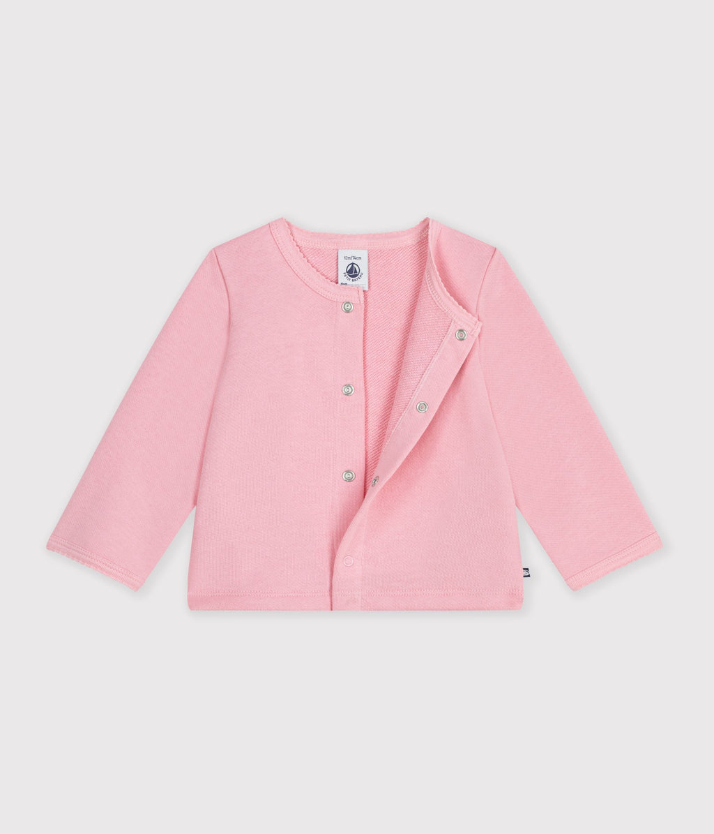 cardigan bebe en coton uni et badge coeur