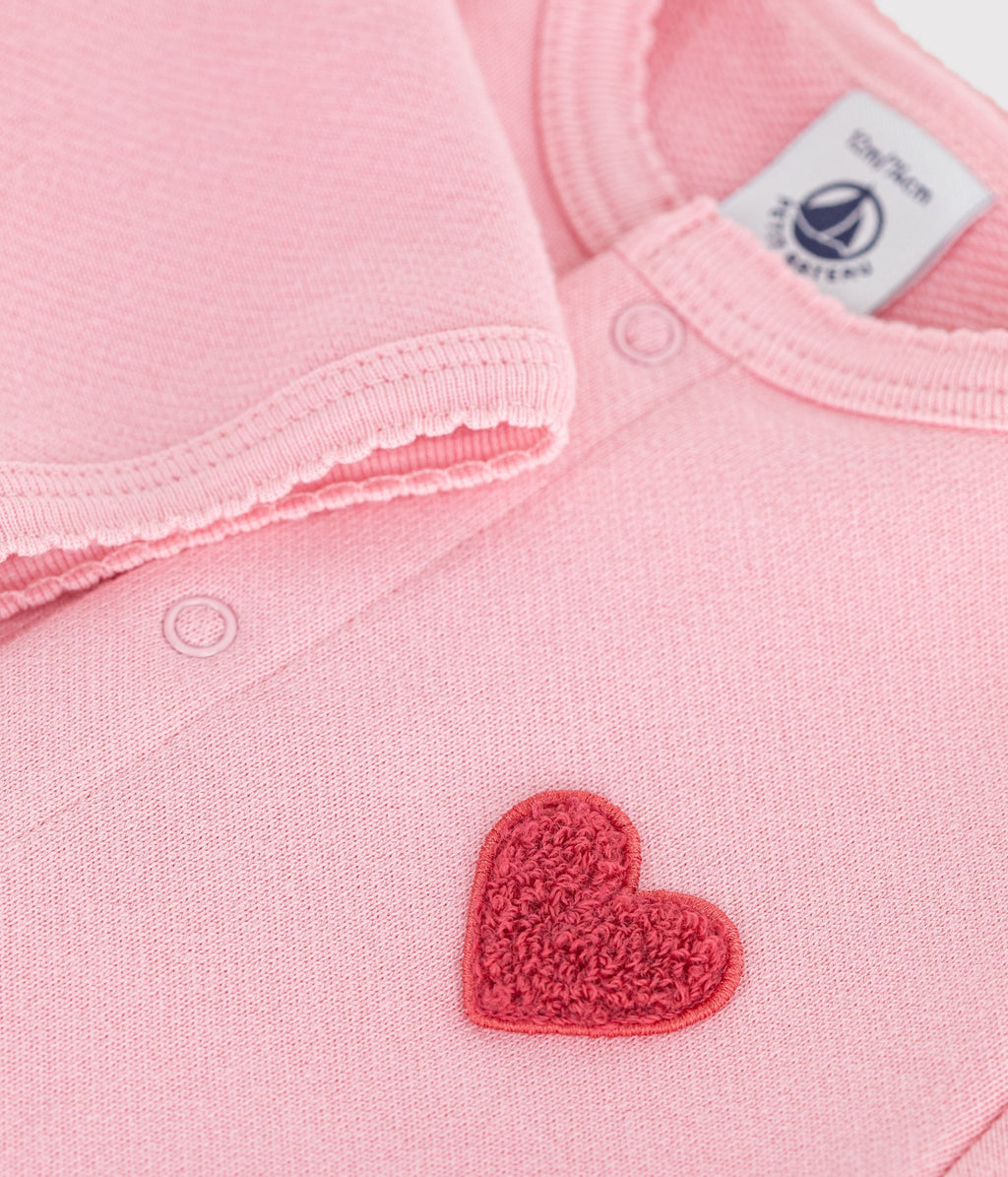 cardigan bebe en coton uni et badge coeur