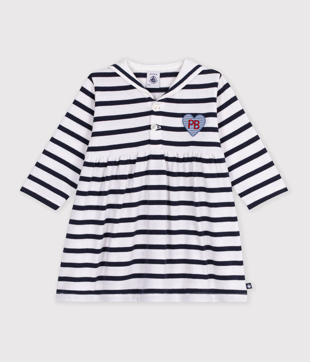 robe bebe en coton manches longues a rayures mariniere