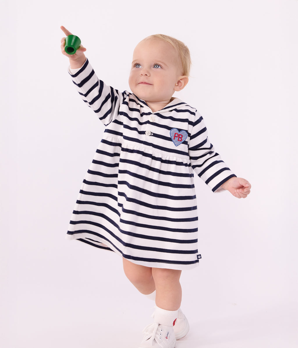 robe bebe en coton manches longues a rayures mariniere