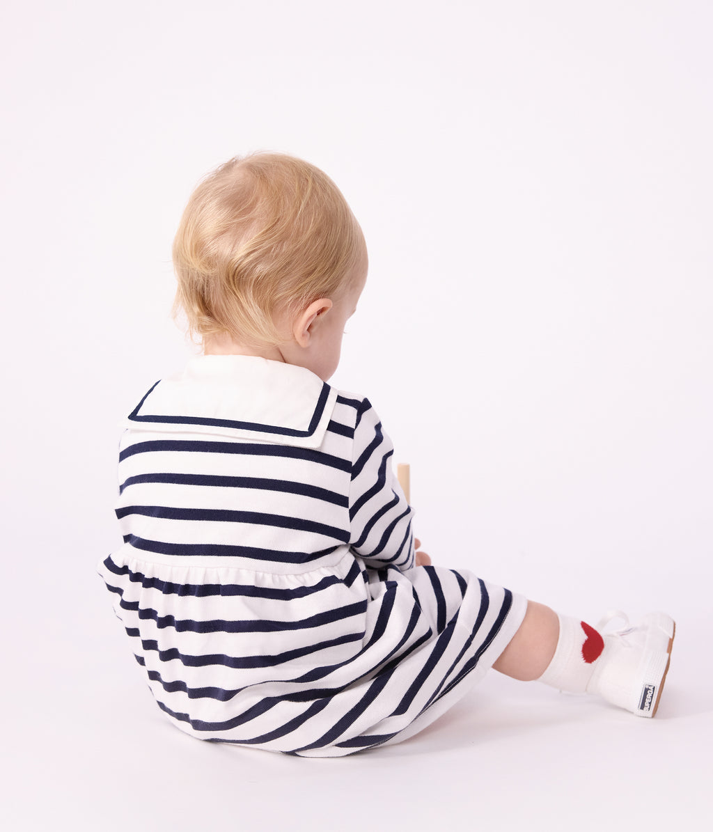 robe bebe en coton manches longues a rayures mariniere