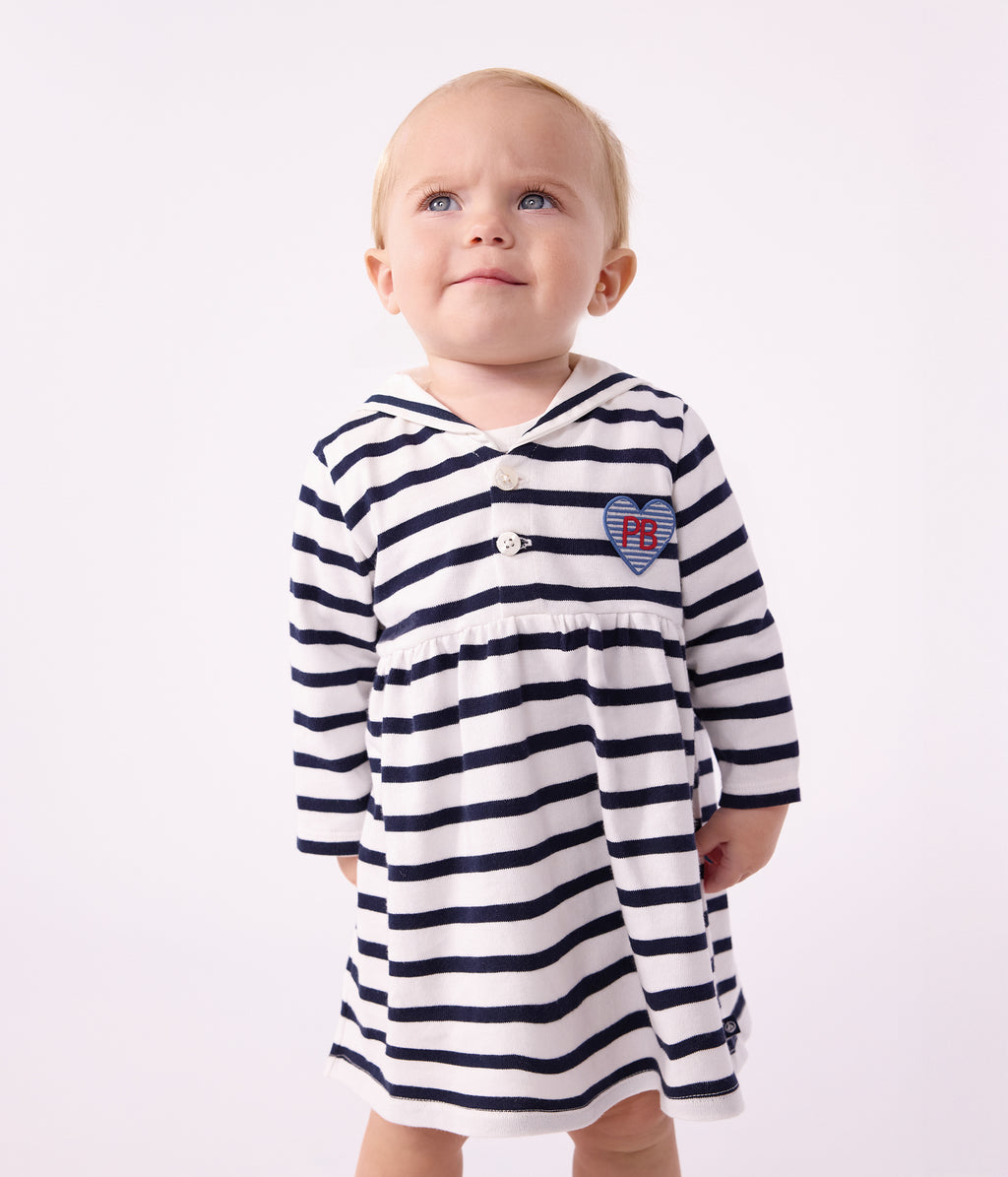 robe bebe en coton manches longues a rayures mariniere