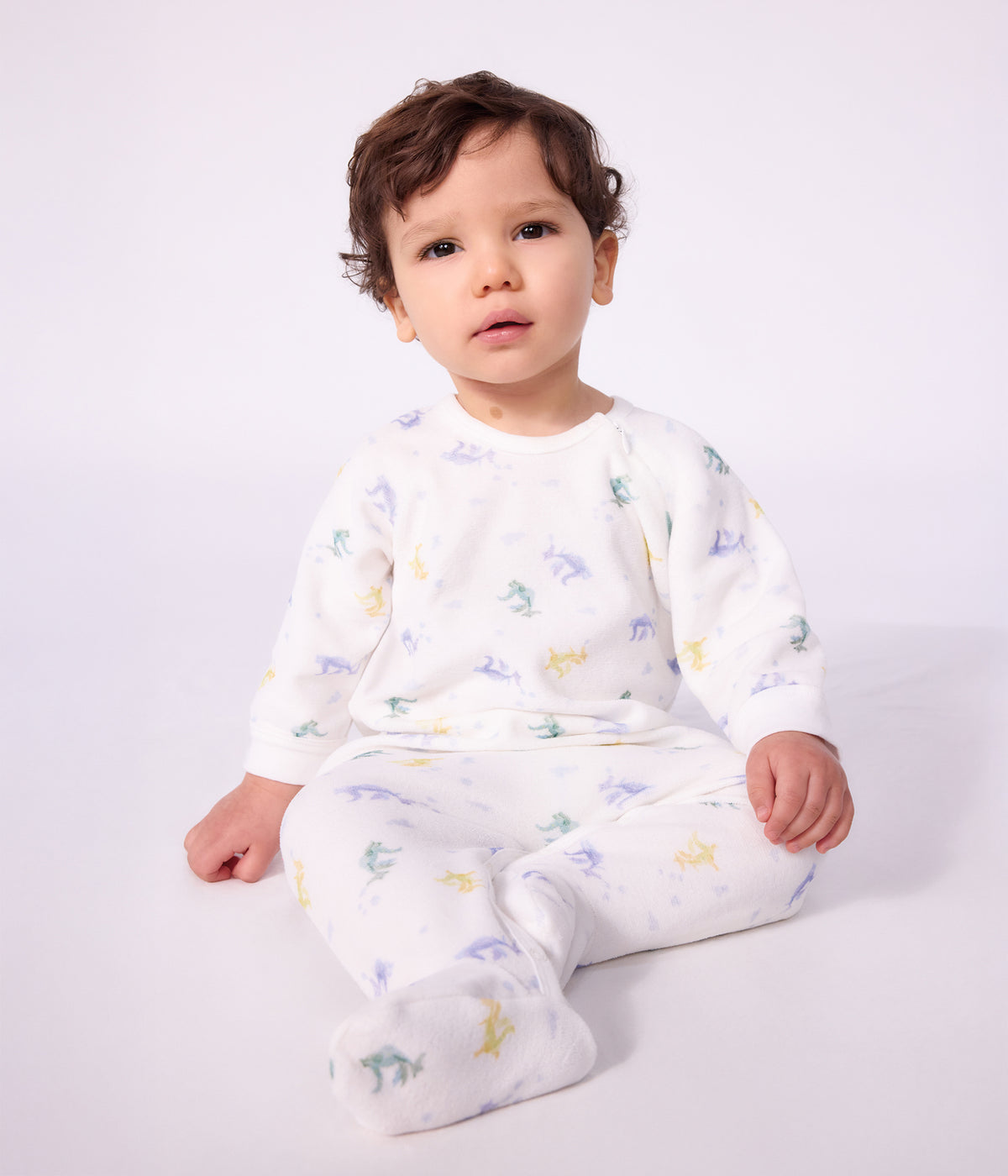 pyjama bebe en velours imprime dragons