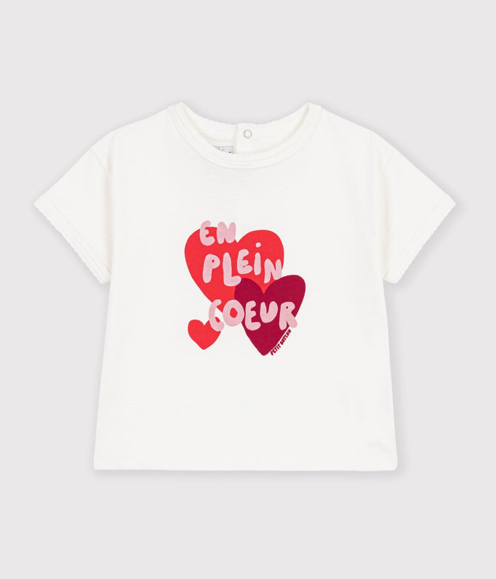 Tee-shirt bébé en coton manches courtes uni à motif