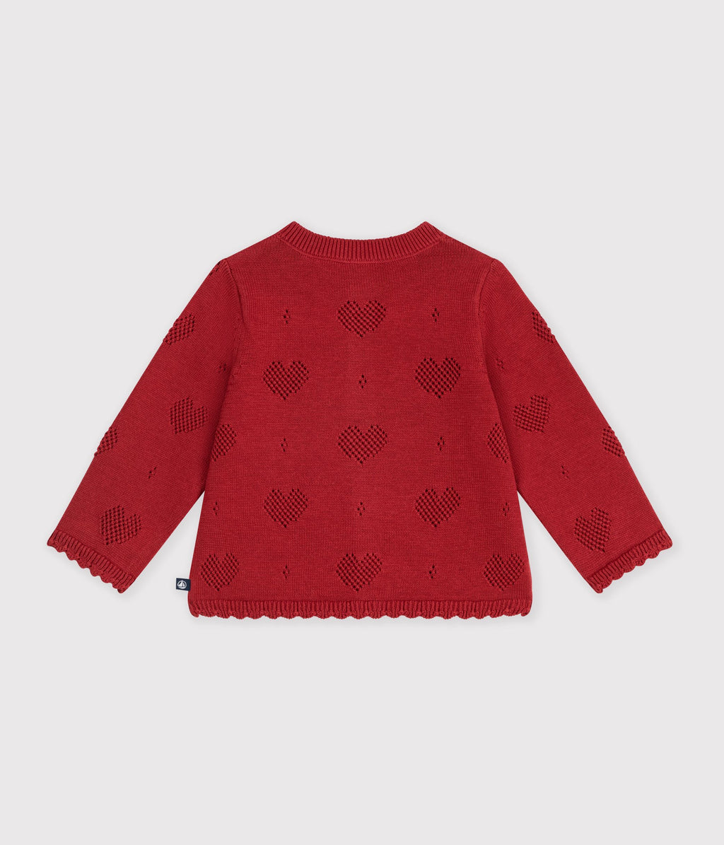 cardigan bebe en coton a motifs coeurs