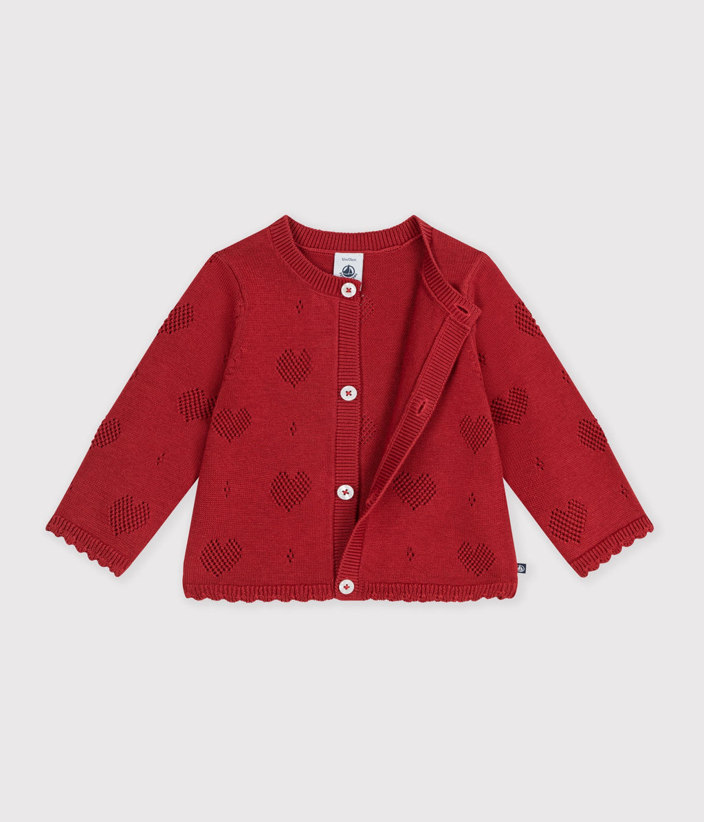 cardigan bebe en coton a motifs coeurs