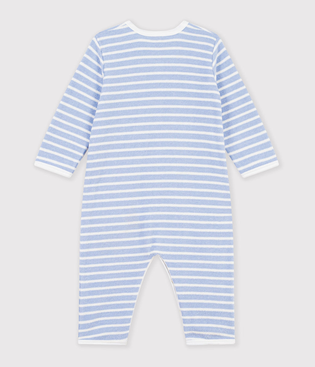 pyjama bebe en coton eponge sans pieds a rayures