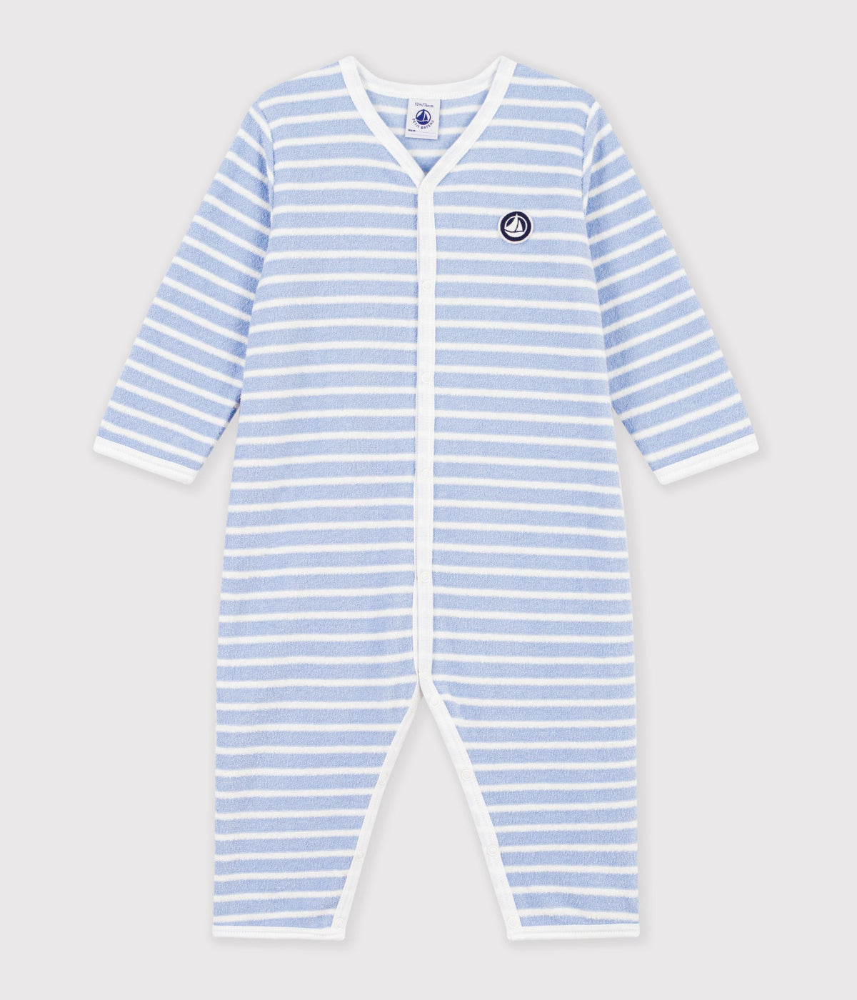 pyjama bebe en coton eponge sans pieds a rayures