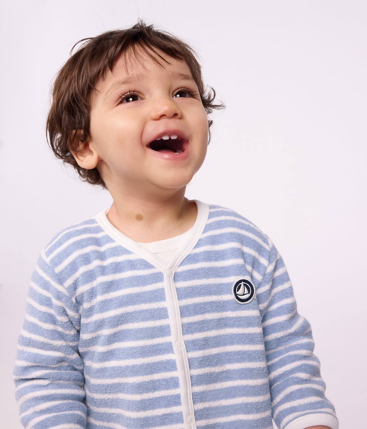pyjama bebe en coton eponge sans pieds a rayures
