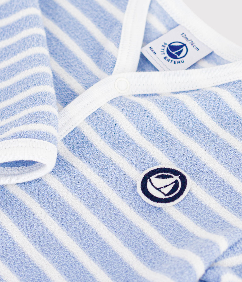 pyjama bebe en coton eponge sans pieds a rayures