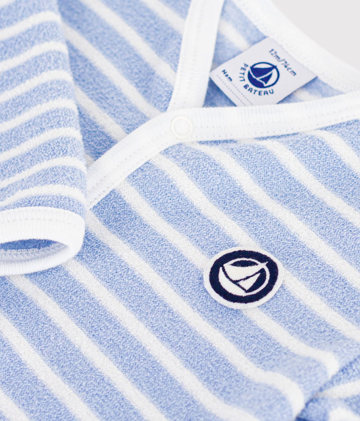 pyjama bebe en coton eponge sans pieds a rayures