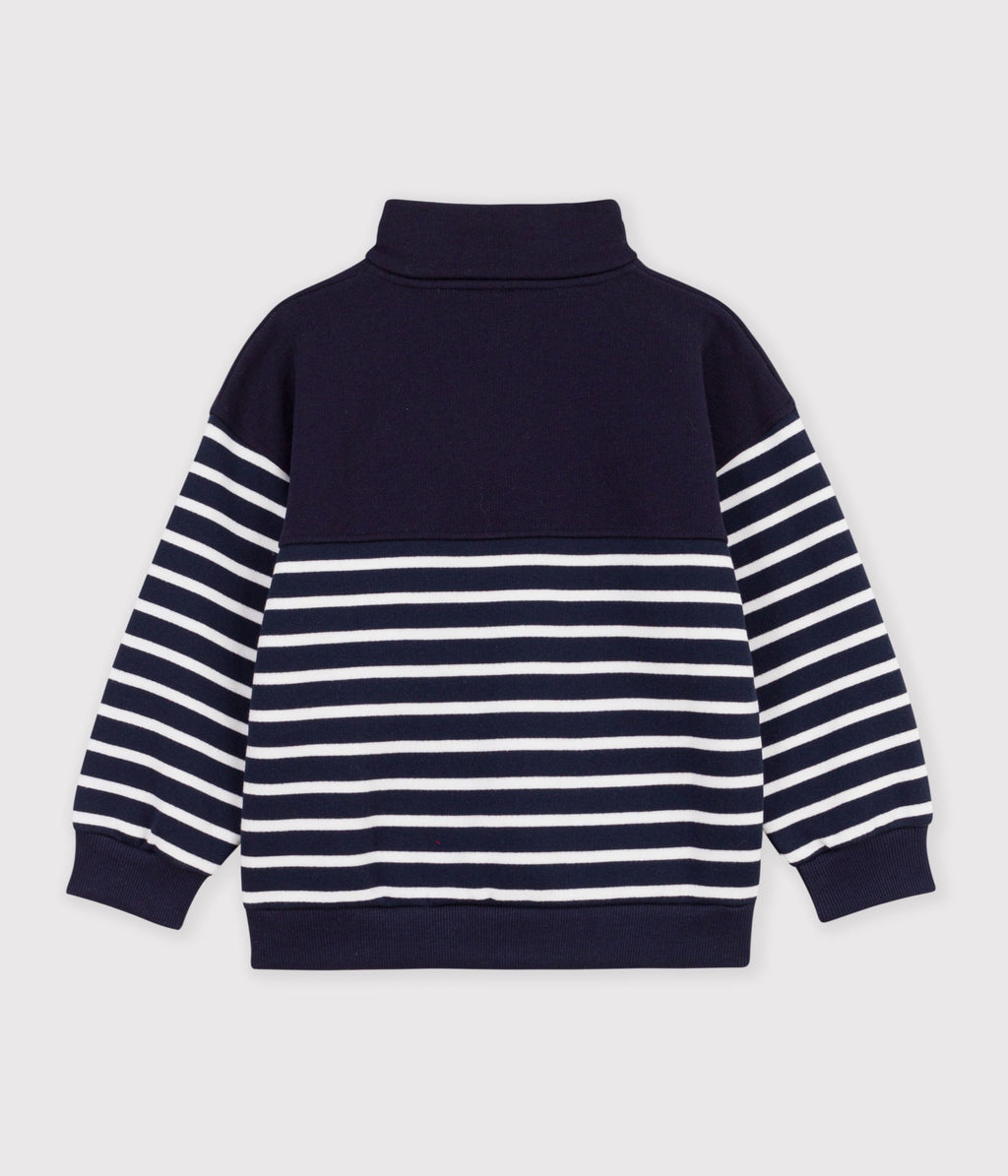sweatshirt col camionneur enfant en coton a rayures