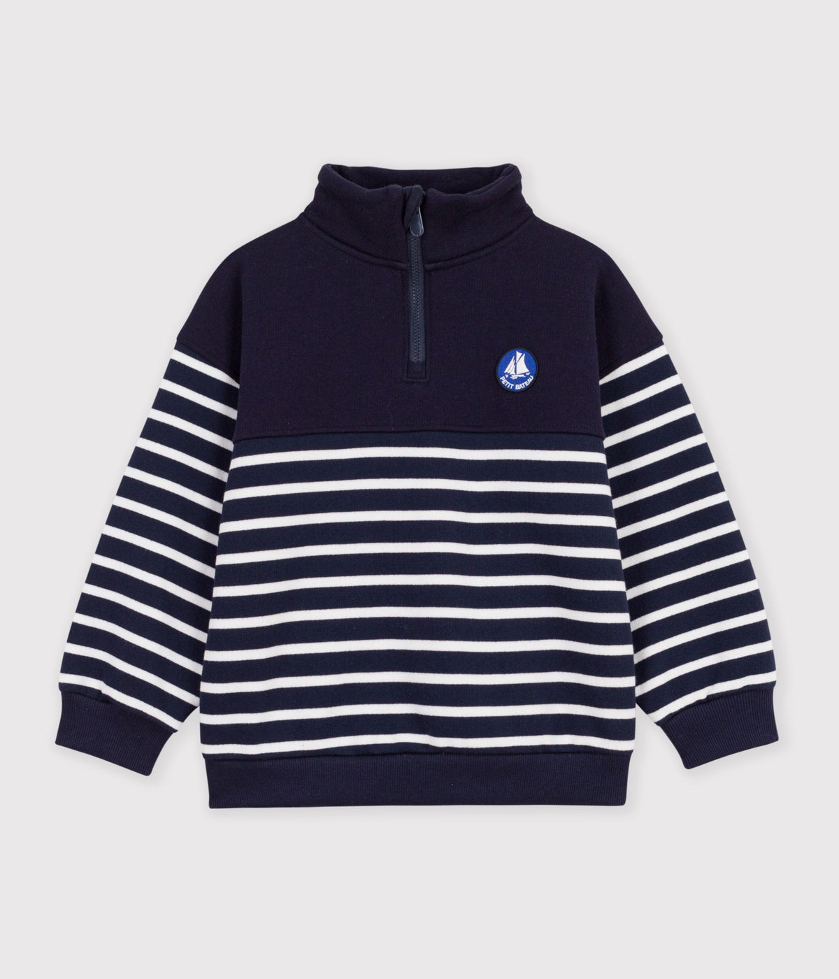 sweatshirt col camionneur enfant en coton a rayures