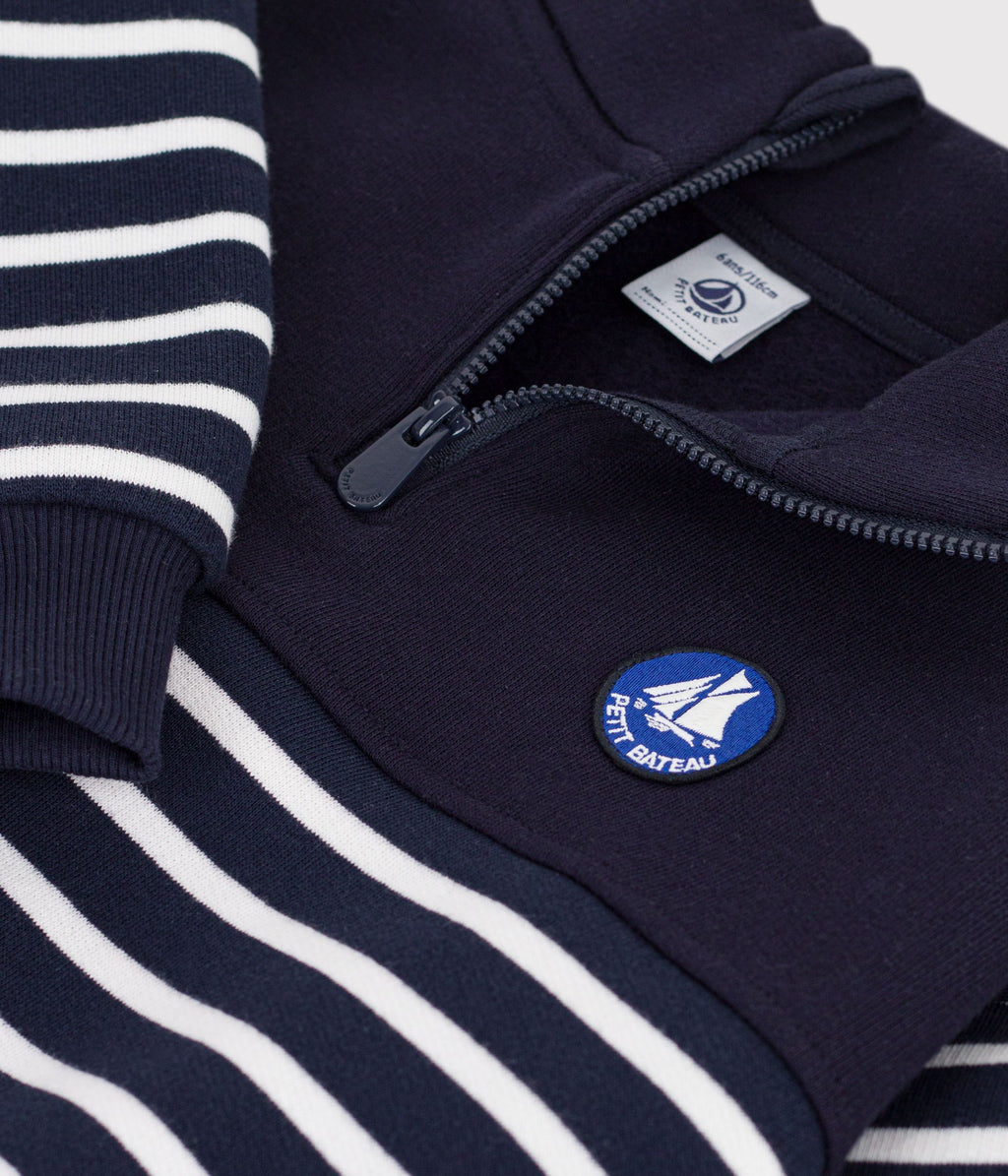 sweatshirt col camionneur enfant en coton a rayures