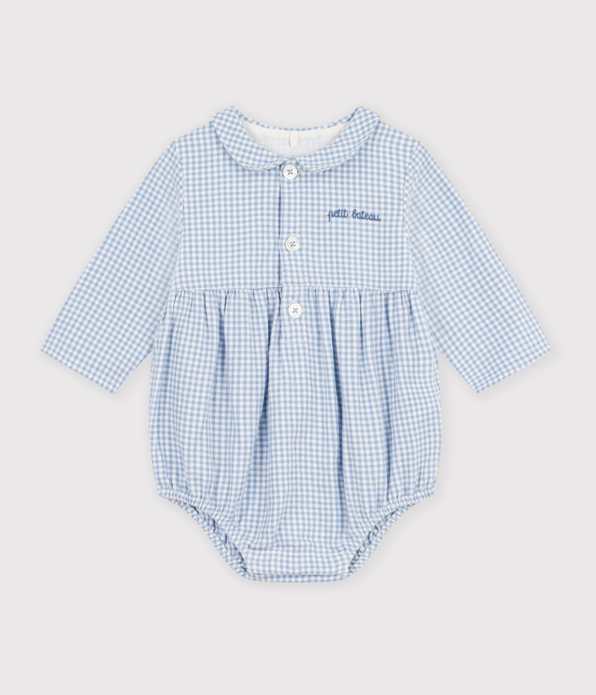 combinaison courte bebe en coton a col imprime vichy
