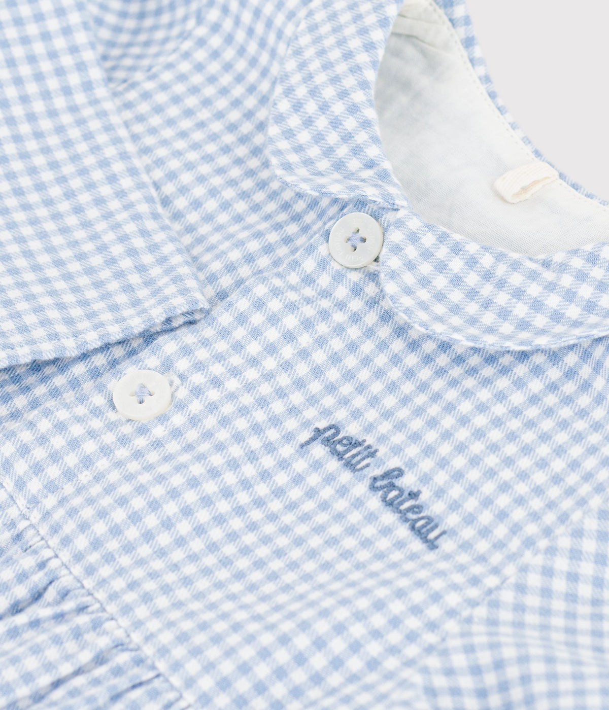 combinaison courte bebe en coton a col imprime vichy