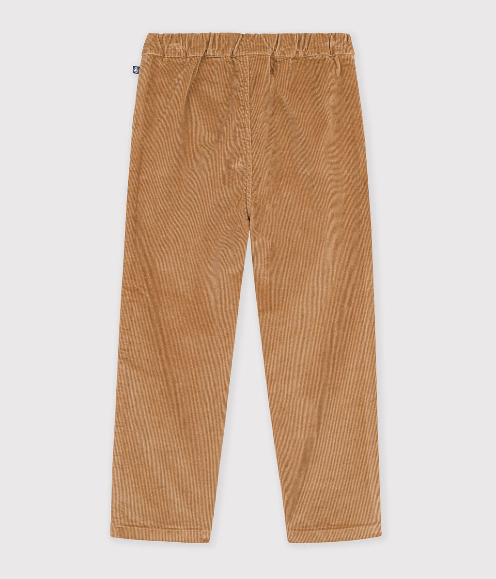 pantalon droit enfant en velours beige fonce