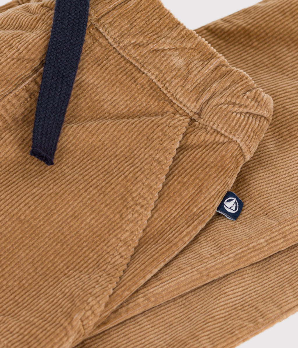 pantalon droit enfant en velours beige fonce