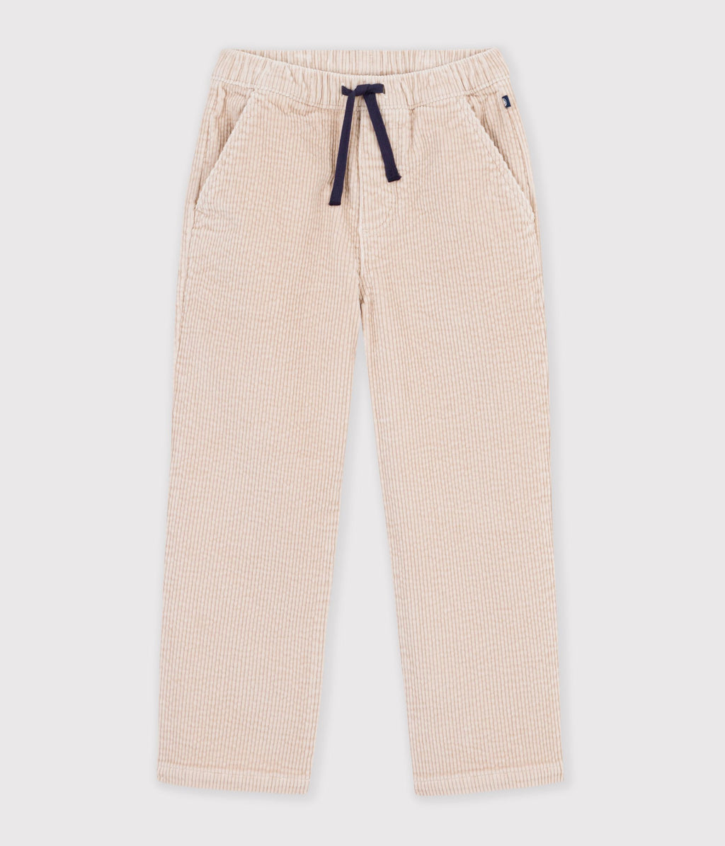 pantalon droit enfant en velours beige clair