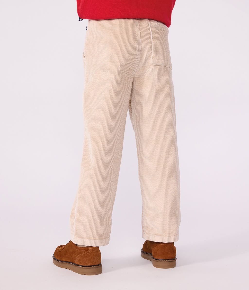 pantalon droit enfant en velours beige clair