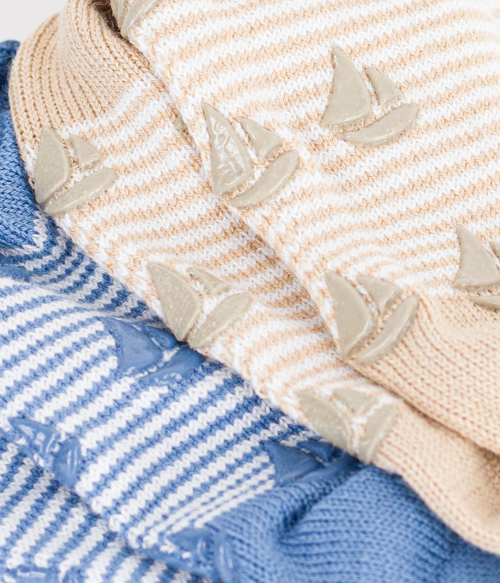 2 paires de chaussettes bebe en coton antiderapantes