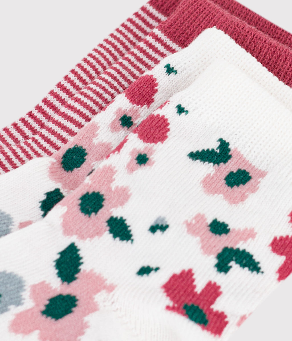 2 paires de chaussettes bebe en coton a rayures et imprime