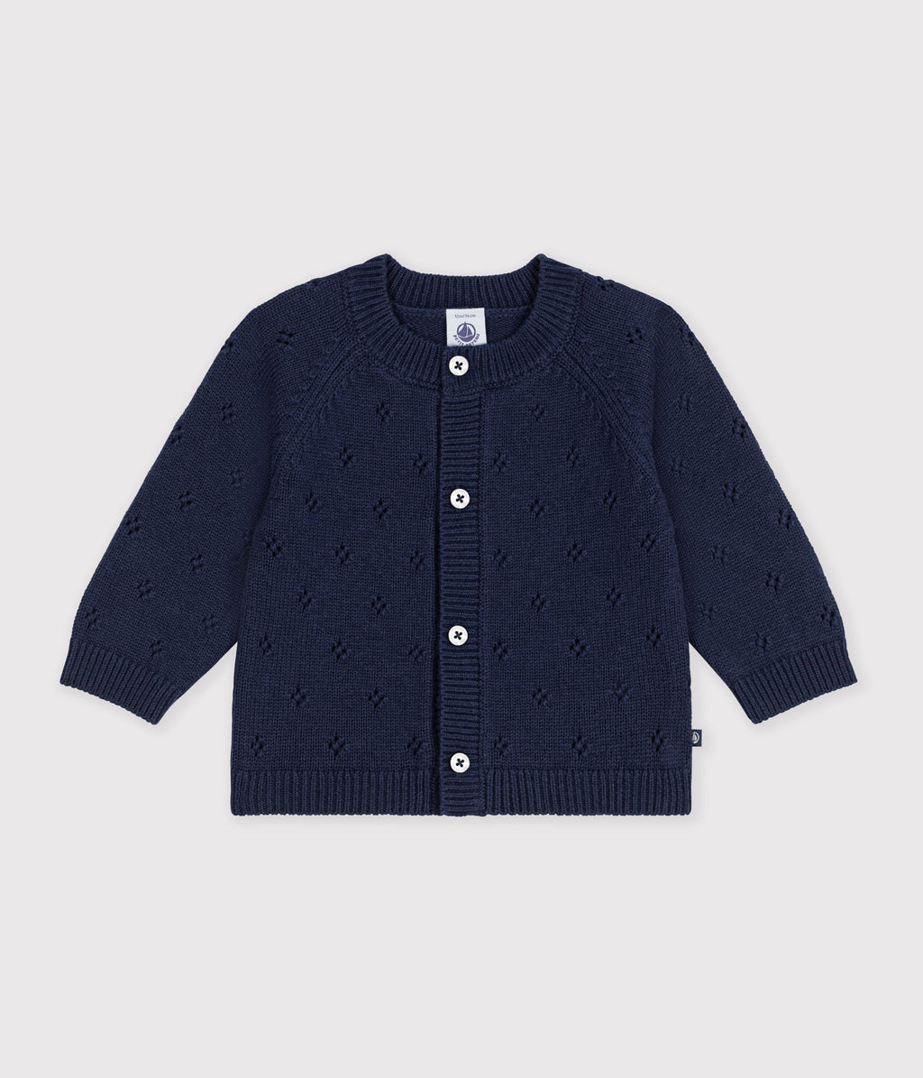cardigan bebe en tricot laine et coton uni